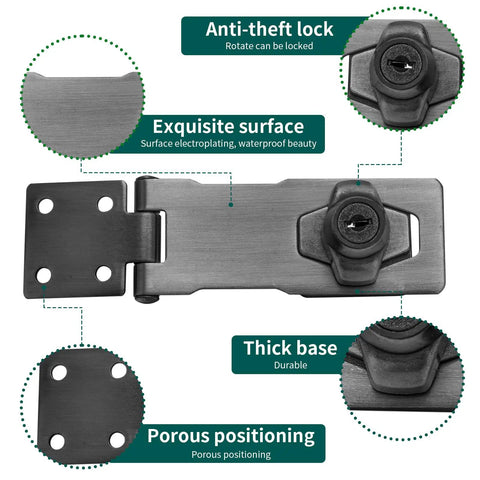 Heavy Duty 4 Inch Keyed Hasp Locks Lock It Down Tight, Built Like A Tank With Solid Zinc Alloy, Sleek Black Coating And Matching Keys For Sheds Barns Or Driveways Today