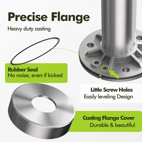 Close-up of Tough As Nails Stainless Steel 304 Hand Rail flange showing heavy-duty casting and rubber seal details.