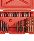 Ultimate Heavy Duty Screw And Bolt Extractor Kit With Multispline And Spiral Extractors Left Hand Drill Bits 35 Piece Set in red case