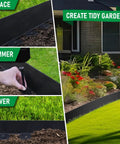 40 Foot Landscape Edging Kit With 48 Spikes Flexible Lawn Border installation steps and tidy garden view.