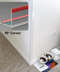 Clear Plastic Corner Guard Strip Self Adhesive Peel And Stick Wall Protector Tough Petg Edge Trim For Sharp Corners Easy No Sweat Home Setup Real Deal 90 Degree Angle 17Mm Wide 90Cm Long installed on a wall corner.