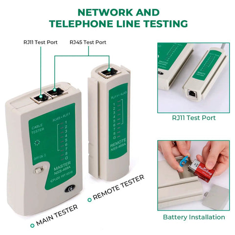 9 In 1 Portable Crimping Tool Kit For Network Cabling And Phone Lines With RJ45 RJ11 RJ12 Connectors Cable Tester shown in use