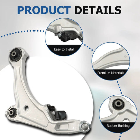 12 Piece Front Lower Control Arm Ball Joint Tie Rod End Sway Bar Link Kit for Nissan Maxima 2009 2010 2011 2012 2013 2014 Replacement Left and Right Direct Fit Easy Install front lower control arm with rubber bushing