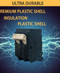 50 Amp 2 Pole Molded Case Circuit Breaker Plug In Type with premium plastic shell shown against electric background