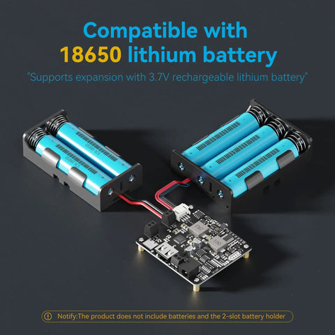 MPPT Solar Charge Controller With 65W PD QC Fast Charge, showing 18650 battery compatibility and Type C fast charging.