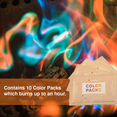 Color Changing Fire Packets For Fire Pit Ten Pack Of Colorful Flames For Outdoor Pits With Blue Green Purple And Yellow Hues