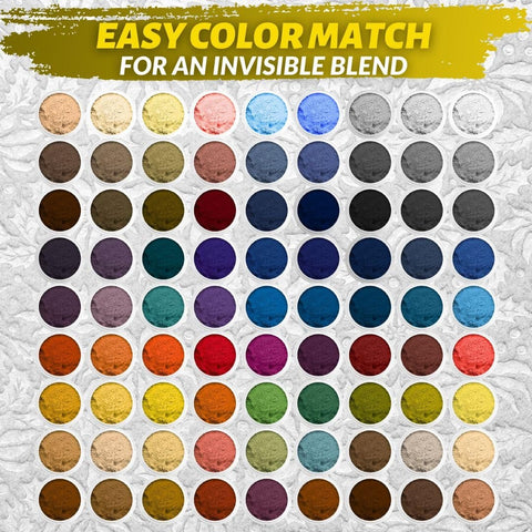 Color matching guide for Fabric And Carpet Repair Kit For Tears, Holes, And Burns Easy DIY Patch For Upholstery, Rugs, And Clothing