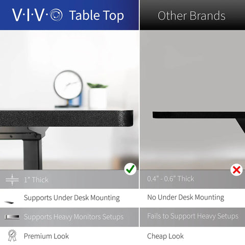 Comparison of Vivo Black Standing Desk 71 By 36 Inches Electric Height Adjustable Sit Stand Workstation table top features.