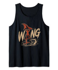Wing Foil Surf Tank Top For Wing Foilers And Wingsurfers Breathable Comfortable Tee in black with surfing graphic.