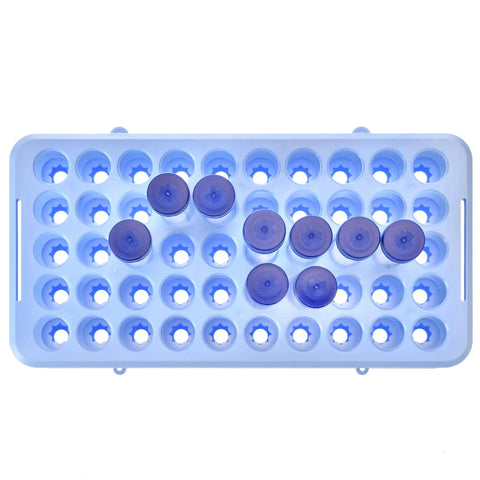 Six Pack Plastic Test Tube Holder Rack With Silicone Pad For 5 10 15 Milliliter Tubes 18 mm Hole Diameter 50 Holes Detachable