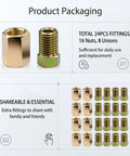 24 Piece 3/16 Brake Line Fittings Kit With 3/8-24 Threads, Inverted And Double Flare Unions And Nuts, 8 Unions And 16 Nuts, Essential Brake Line Repair Set For Flare Fittings, Heavy Duty Auto Grade DIY Gear brass brake line fittings kit, 24 pcs