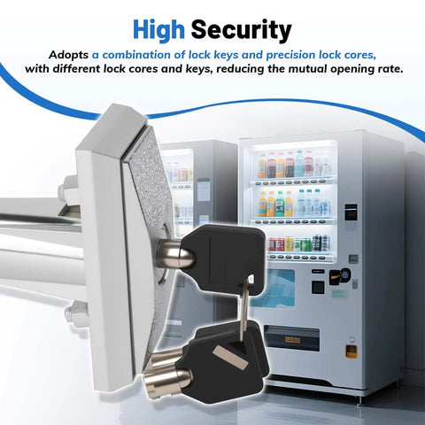 Heavy Duty Aluminum Alloy Vending Machine Lock With Keys And T Handle For Candy Snack Soda Machines Chrome Plated Surface Rust Resistant Tamper Proof Tubular Design With Central Receiver Durable Industrial Grade Lock Kit