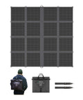 400W Portable Solar Blanket With 16-Fold Design, Ultra Light N-Type High-Efficiency Foldable Panel Charger folded and unfolded view