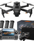 Ultra High Definition 8K Drone With 4K Video Capabilities, 4.5 Inch LCD Live Display, Remote Quadcopter With Three Batteries, Black Edition