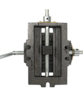 No Nonsense 3 Inch Cross Slide Vise Featuring X Y Dual Crank Handles for metal milling with front view showing jaw and crank mechanisms.
