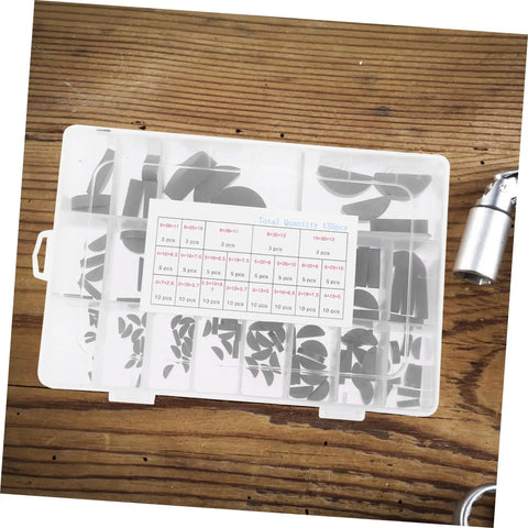 Woodruff Key Set Carbon Steel Assortment For Machinery And Automotive Use with keys organized in a plastic case.