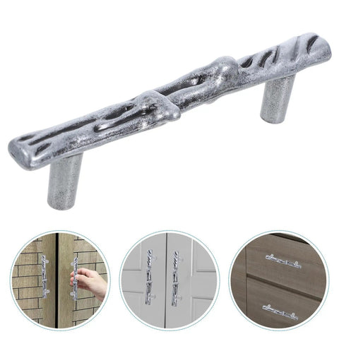 Rustic Branch Cabinet Handle Set Zinc Alloy Twig Pulls For Drawers And Closet Doors, showcasing twig design and dark grey finish