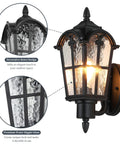 Heavy Hitter 16 Inch Large Outdoor Wall Light Fixtures Built Tough Exterior Metal Lantern Sconces with decorative water ripple glass design.