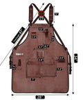 Mens Heavy Duty Canvas Shop Apron With Nine Deep Tool Pockets Water And Oil Resistant Pro Workhorse Gear dimensions and pockets layout.