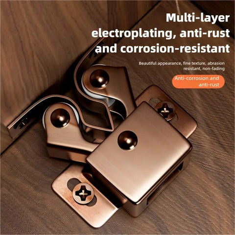 Heavy Duty Double Roller Cabinet Door Catch Set With Screws Red Finish, strong hold latch on wood surface