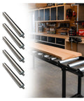 Heavy Duty Stainless Steel Gravity Conveyor Roller For Warehouse Flow Rack And Material Handling with wood panel in workshop