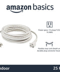 25 Foot Indoor Extension Cord 3 Prong Power Cable 13 Amp 125V White 2 Pack For Home Electronics Tools And Entertainment Gear