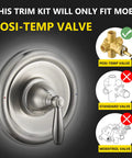Pressure Balancing Tub And Shower Trim Kit For Posi-Temp Valve Brushed Nickel With Lever Handle and Temperature Indicator