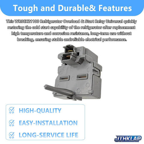 Universal Refrigerator Start Relay And Overload Protector For 1 Quarter Inch Terminal Models, 110 To 120V, front view