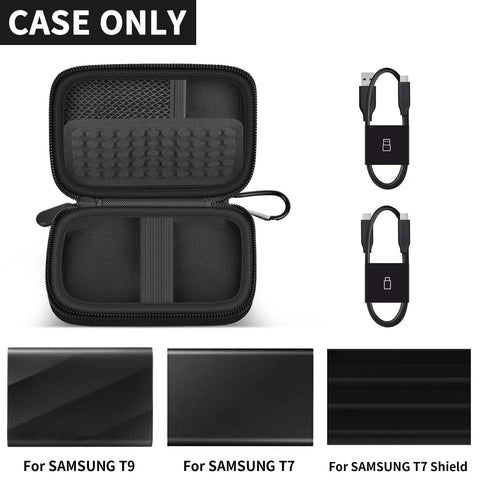 Open Go To Portable SSD Case For T9 T7 T7 Shield And T7 Touch 1TB 2TB 4TB External Drives Travel Box with interior view