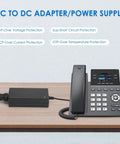 48V 1.25A 60W Power Supply Adapter For PoE Gear, Compatible With ProSafe GS108PE Switches And PoE Injectors, 100V-240V Input, DC 48V 1.25A Output, 5.5mm x 2.5mm Or 5.5mm x 2.1mm Plug, powering desk phone