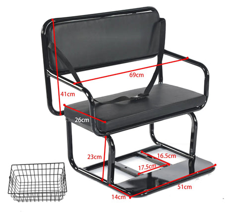 Heavy Duty 24 Inch Adult Tricycle With 7 Speed Gearing Three Wheel Bike With Rear Basket Supports Up To 550 Lbs black steel seat dimensions shown