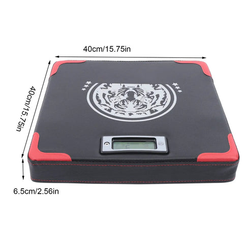 Rock Solid Wall Mounted Boxing Punch Force Tester Durable Multi Layer Striking Pad For Home Gym Knockout Power Gauge and hand strike analyzer showing dimensions.