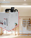 Pro Grade 110V Commercial Curtain Steamer With 4L Tank And 3KG Steam Flow Adjusted By Visual Gauge in a studio setting.