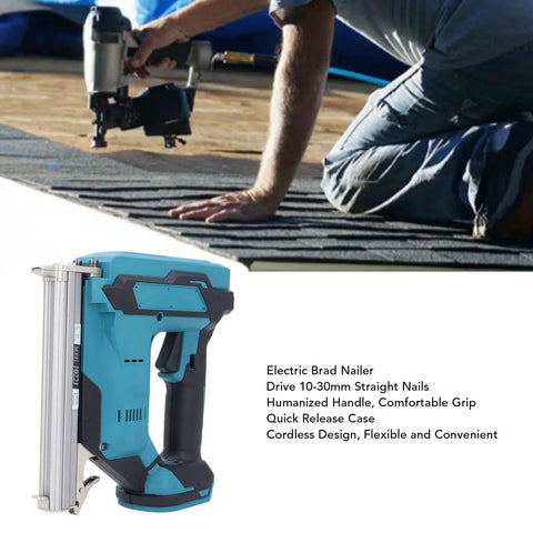 Heavy Duty Cordless Brad Nailer Battery Powered With 100 Nail Capacity Drives 10 To 30 Mm Straight Pins Quick Release Nose Design Zero Hassle Setup Dope For Baseboard Trim Woodcraft And Furniture Reupholstery Tasks Built Sick And Solid