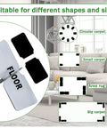 Illustration showing Eight Piece Rug Corner Grippers Set With Double Sided Rug Tape for different carpet shapes and sizes