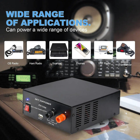 13.8V 30A DC Power Supply For Ham Radios And Bench Projects, Compact Regulated Benchtop Converter With Cooling Fan, USB Output