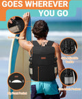 Insulated Soft Cooler Backpack For 30 Can Capacity, Leak Proof Thermal Lunch Bag With Wide Mouth Opening, 2 Side Pockets And Front Pocket