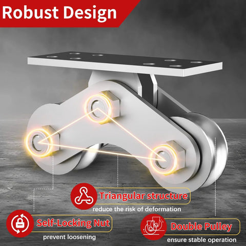 2 Inch Groove Wheel U Shaped Sliding Gate Caster Heavy Duty Detachable Stainless Steel 6600 Pound Capacity Double Pulley Track Wheel
