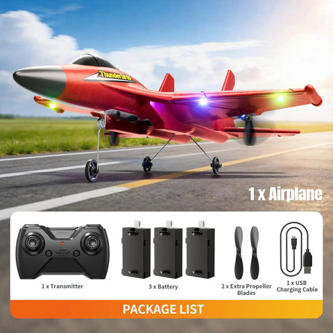 Foam RC Plane For Kids And Adults, Easy To Fly With Gyro Stabilizer, 2.4GHz Remote Control Jet Fighter with accessories