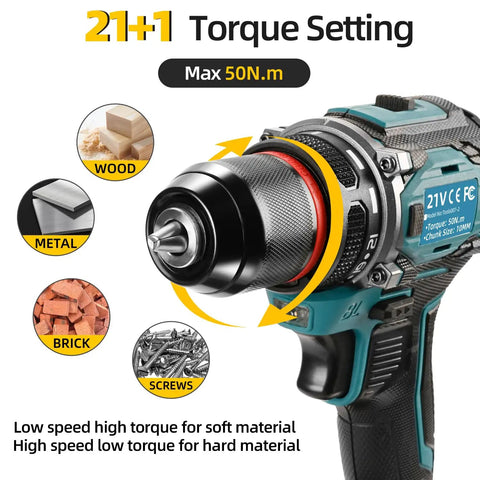 All Purpose Cordless Drill Driver Kit With Brushless Motor Two Batteries And Charger Three Eighths Inch Keyless Chuck