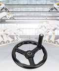 200mm Black Grippy Bakelite Three Spoked Lathe Handwheel With Handle For Precise Control And Comfortable Operation Pro Grade Machine Tool Handwheel Quality on industrial background