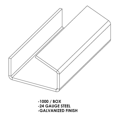 Diagram of One Half Inch Snap On Open Plastic Strapping Seals For Polypropylene And Polyester Straps, Galvanized Steel, 1000 Pack