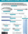 All In One Capsule Filling Tray Kit For Every Capsule Size 000 Through 5 With Holder, Includes Spoons, Spatulas, Scoops, And Tools For DIY Gel Capsules, Make Your Own Empty Capsule Fill Quickly And Easily. 304 stainless tools set shown