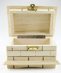 Six Piece 150 Mm Metal Piano Hinges In Vintage Bronze, Continuous 180 Degree Door Hardware on wooden jewelry box.