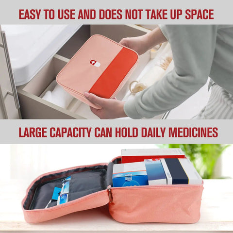 Travel Ready First Aid Bag For Outdoor Adventures Empty Medical Supplies Organizer Kit open showing spacious interior
