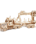 3D Wooden Puzzle for Adults and Teens, Mechanical Truck Crane Model Kit, DIY Wood Craft Hobby Toy, Family Project for Hobbyists, Women and Men, 428 Pieces, Challenging Hands On Build, Educational Fun, beige wooden truck crane side view