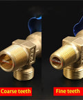 Pure Copper Argon Cylinder Valve Switch For Gas Welding Gear With QF-2 Oxygen Safety Fine Tooth Coarse Tooth Settings National Standard Full Compliance Bottle Cap Included, 23mm and 17.5mm threads