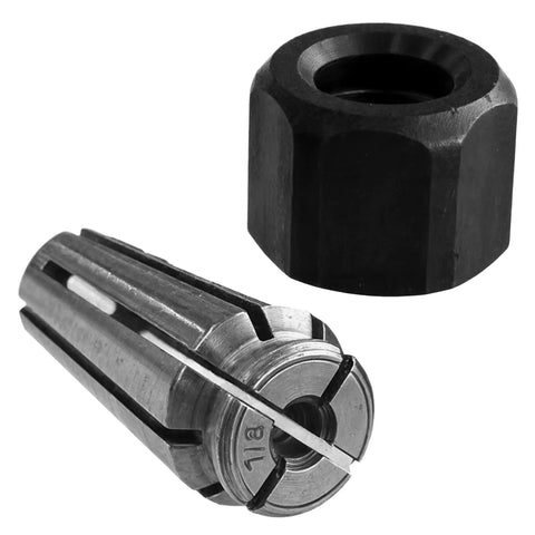 One Eighth Inch Collet And Nut Assembly Replacement Part For OEM 2485 20 2486 20 metal collet and black nut displayed separately