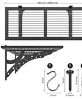 Two Pack 15x38 Heavy Duty Wall Shelf Garage Storage Rack Wall Mounted Floating Shelves With Power Tool Organizer components