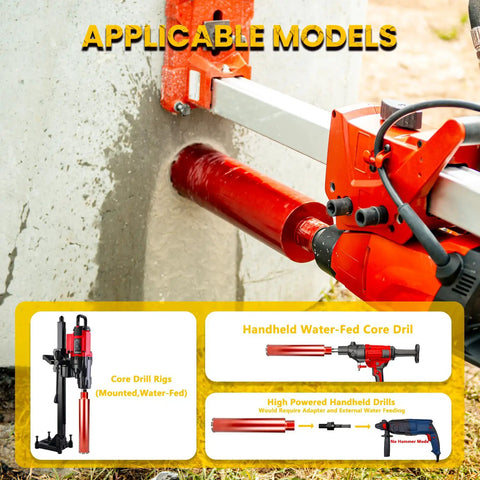 2 Inch Diamond Drill Core Bits For Concrete Masonry Brick And Stone Wet Laser Welded Core Bit With 14 Inch Drilling Depth Arbor Up To Seven Inches Ideal For Construction And DIY Home Renovation mounted on a wall